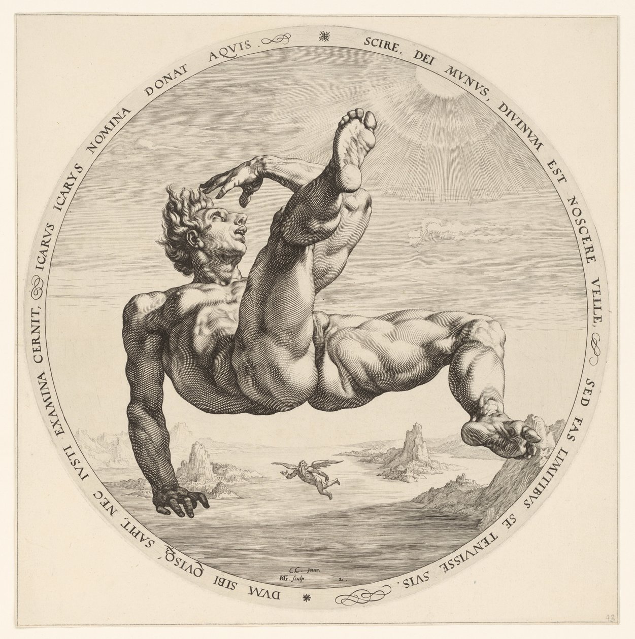 Icarus door Hendrick Goltzius