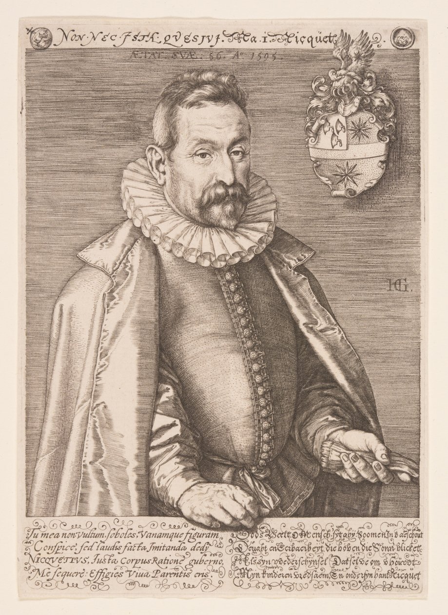 Jan Nicquet, Art Collector in Amsterdam door Hendrick Goltzius