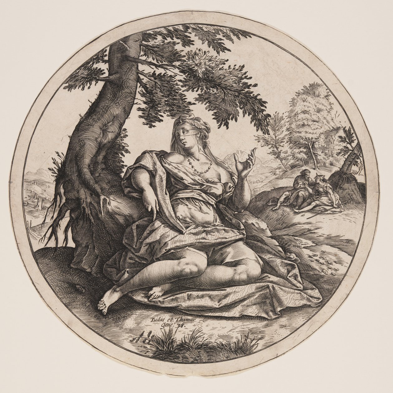 Juda en Thamar door Hendrick Goltzius