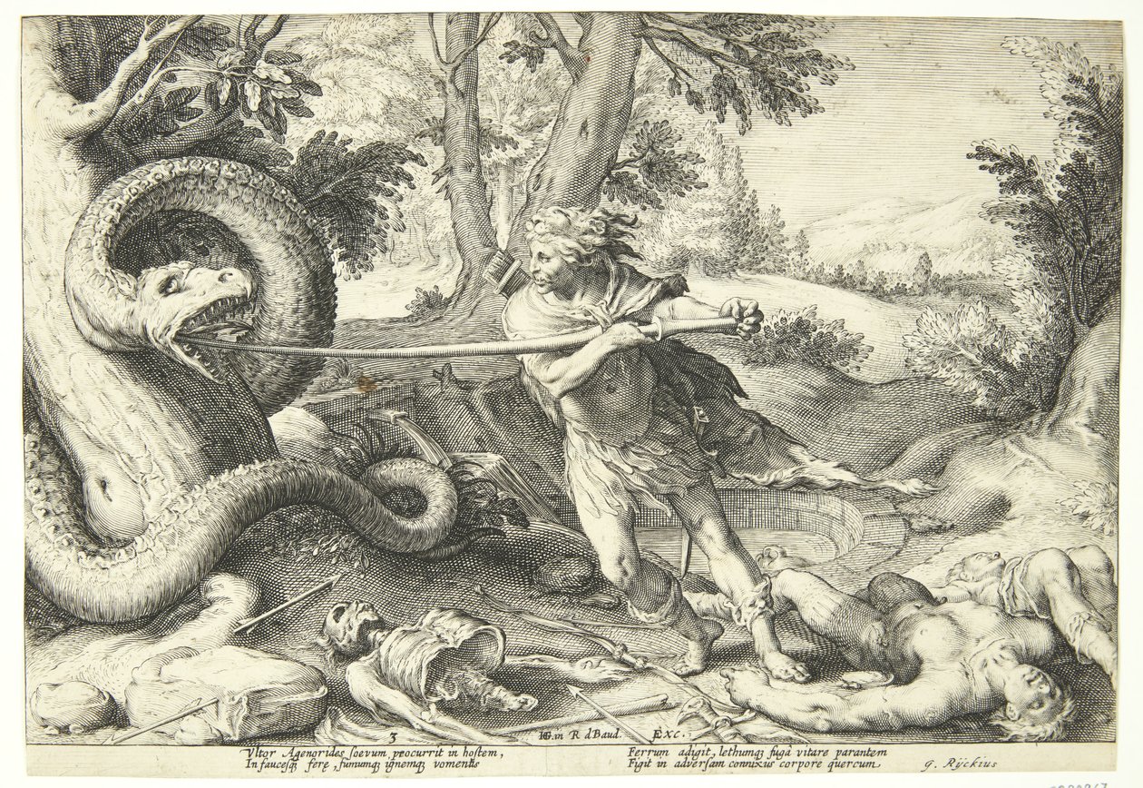 Kadmos doodt de draak door Hendrick Goltzius