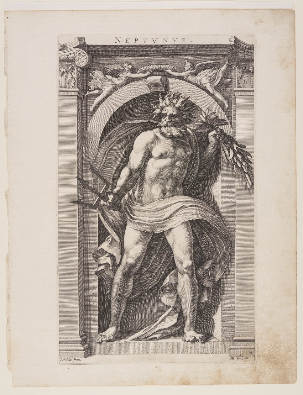 Neptunus, van Acht Heidense Goden door Hendrick Goltzius