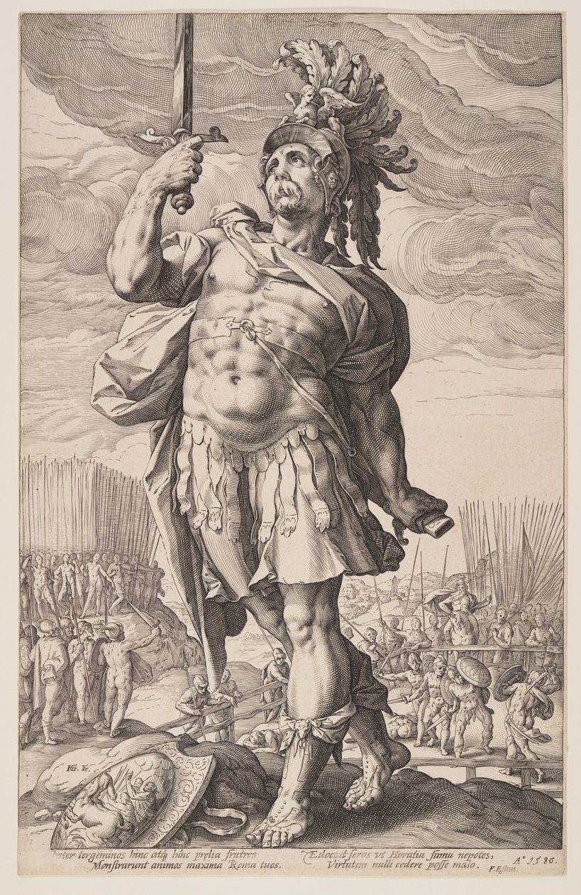 Publius Horatius, uit De Romeinse Helden door Hendrick Goltzius