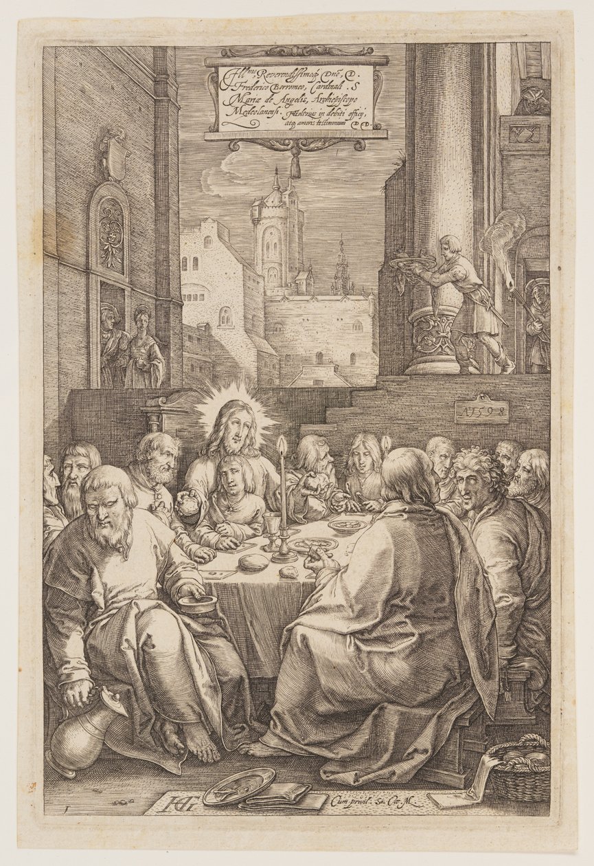 Het laatste avondmaal, uit The Passion door Hendrick Goltzius