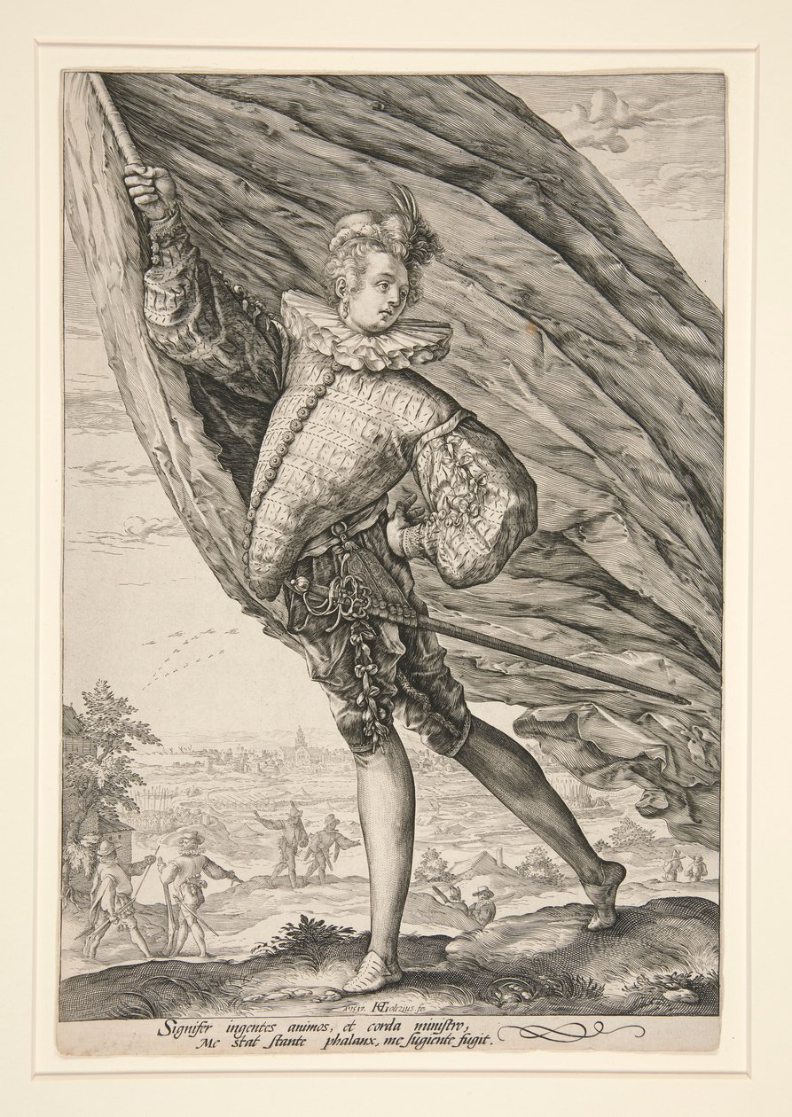 De vaandeldrager, naar links gedraaid door Hendrick Goltzius