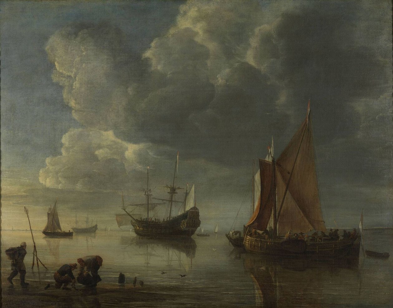 Een kalme zee door Hendrick Jacobsz. Dubbels