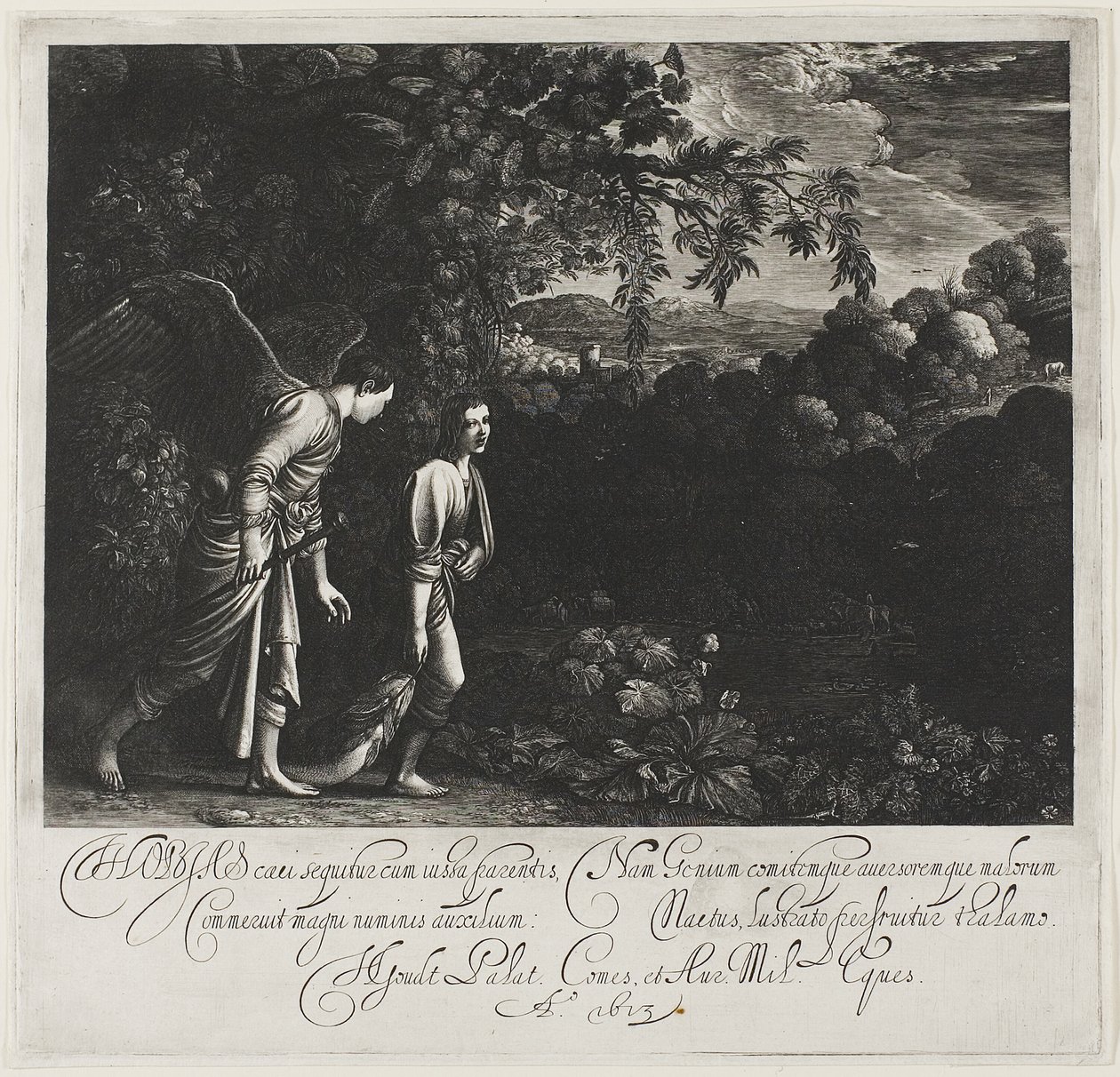 Tobias en de engel door Hendrick von Goudt