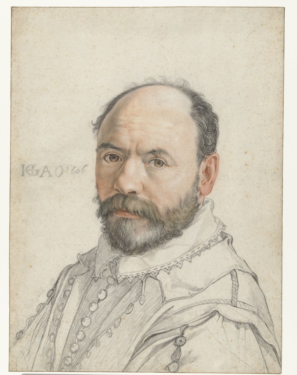 Portret van Pierre Francheville (Francavilla) door Hendrik Goltzius