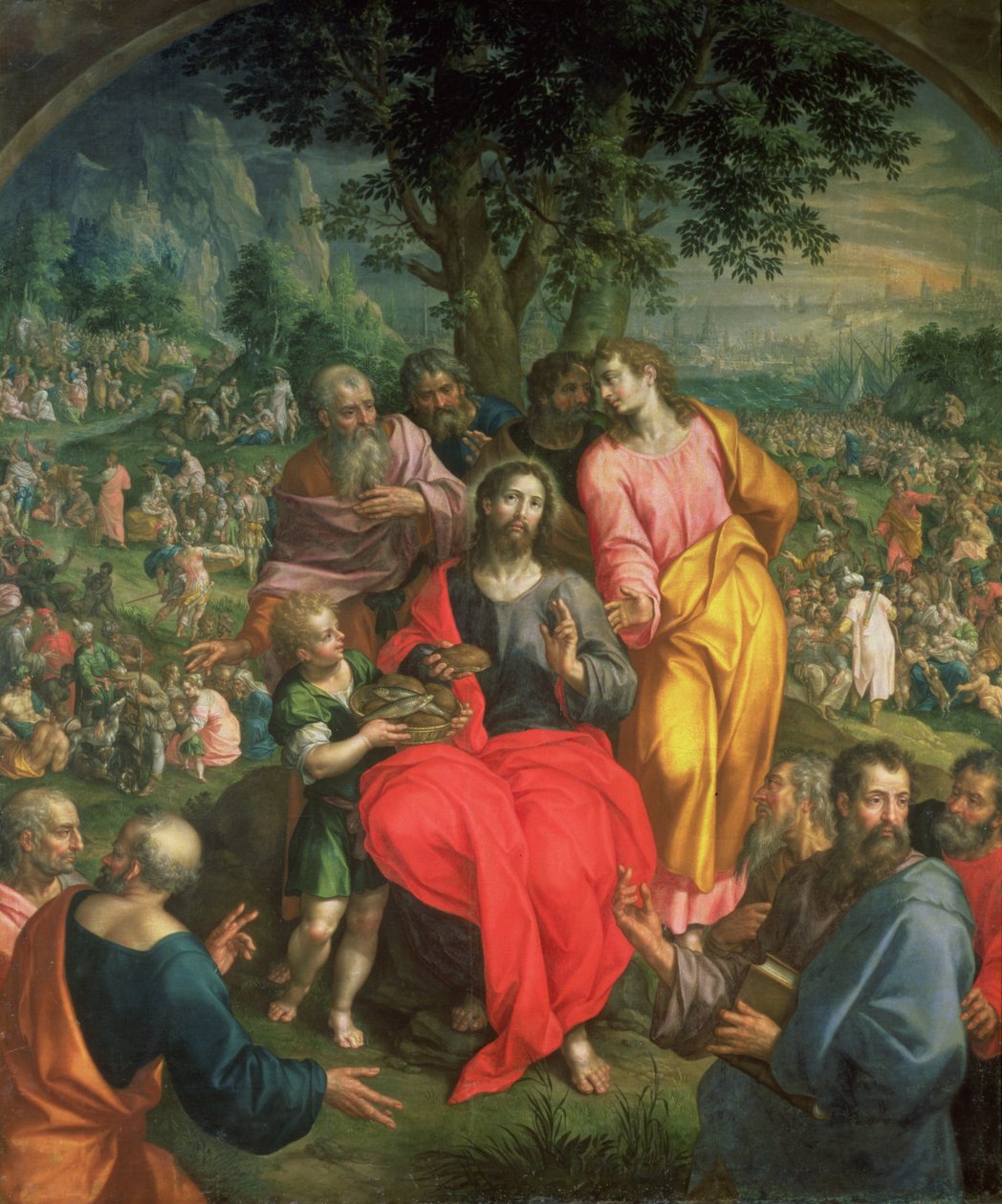 De Voeding van de Vijfduizend, ca. 1590 door Hendrick de Clerck