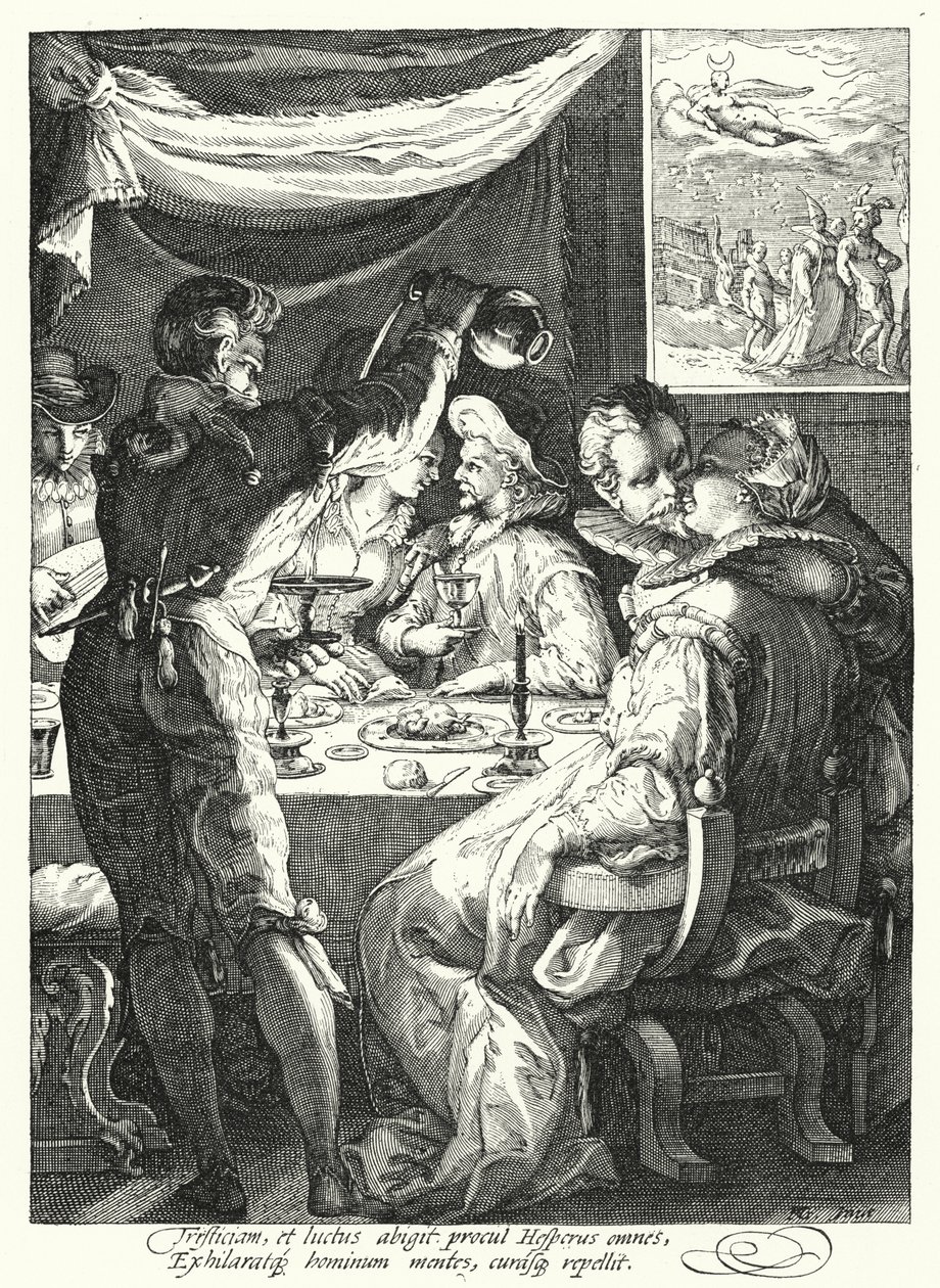 Avond (gravure) door Hendrik (after) Goltzius