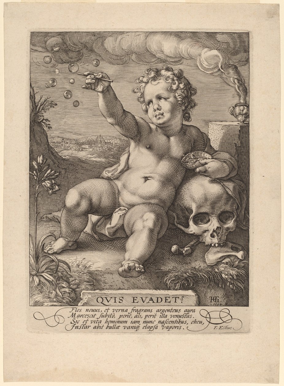 Allegorie van de vergankelijkheid ("Homo Bulla") door Hendrik Goltzius