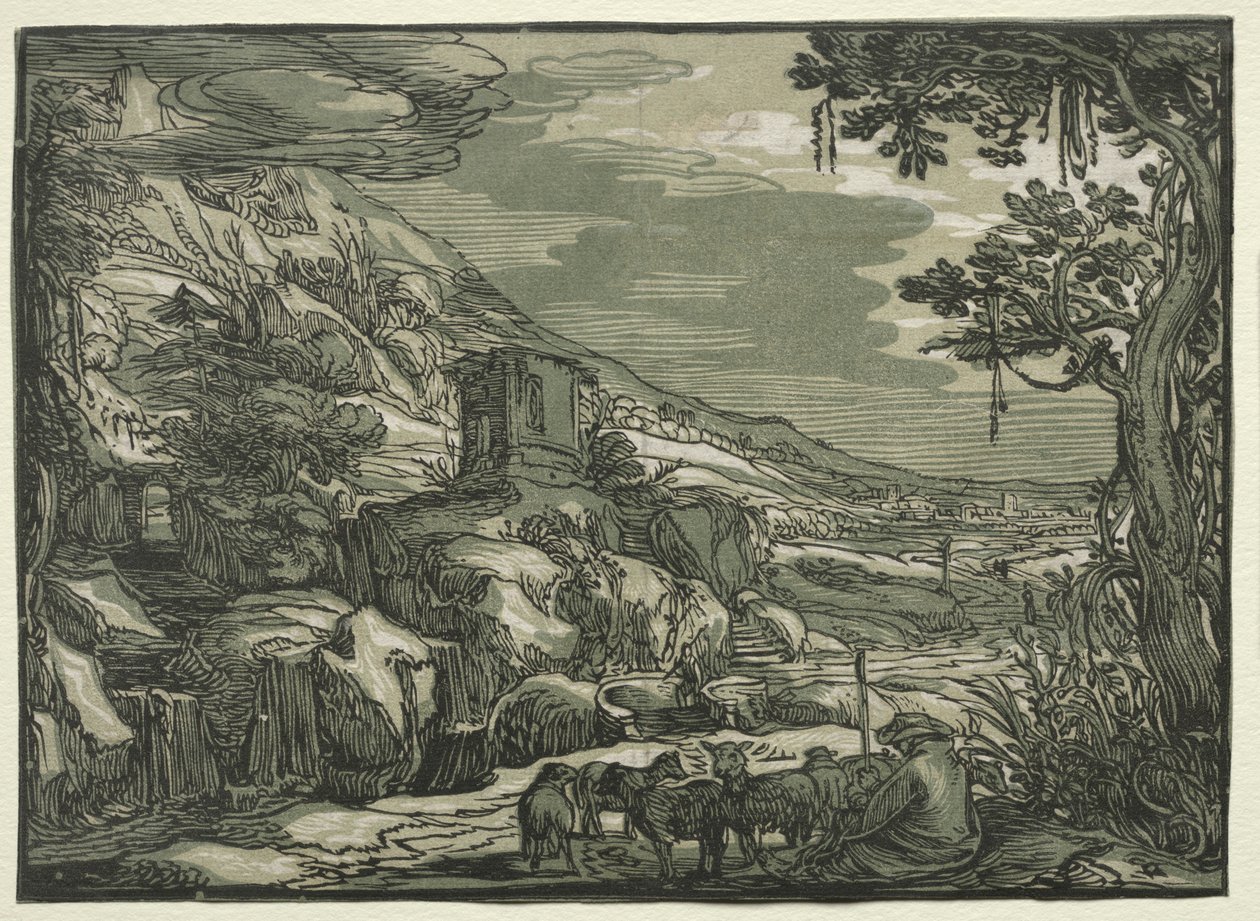 Arcadisch Landschap, c. 1615 door Hendrik Goltzius