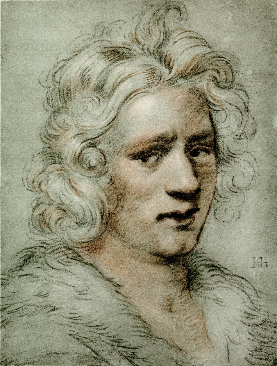 Hoofdstudie van een jonge man door Hendrik Goltzius