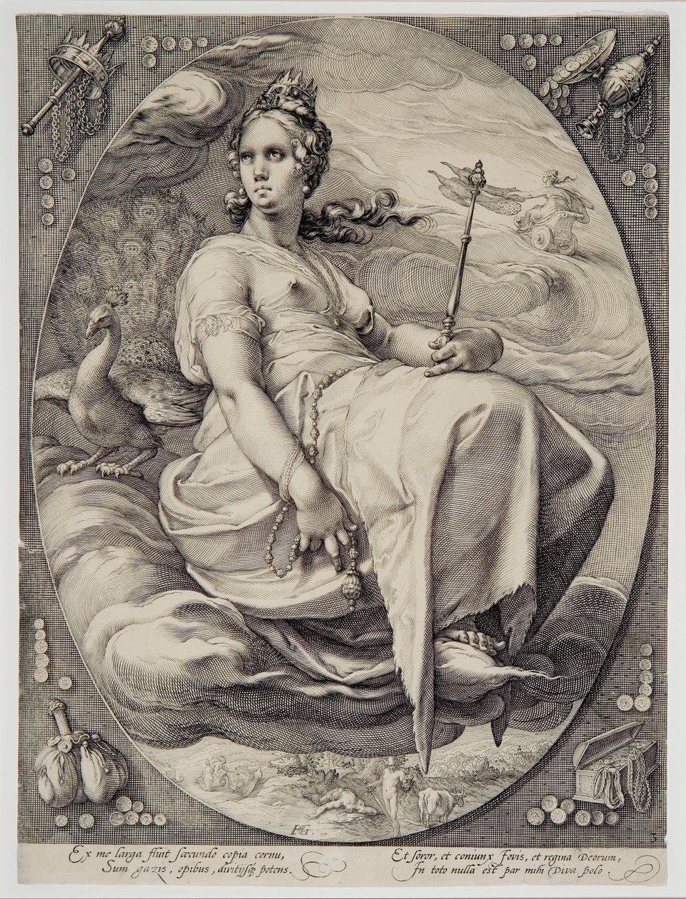 Juno (van de Vier Godheden) door Hendrik Goltzius