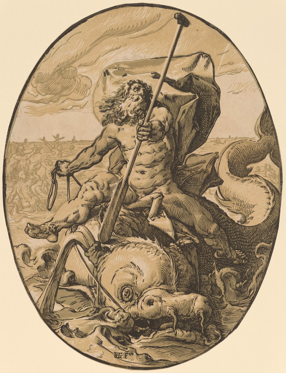 Oceanus door Hendrik Goltzius