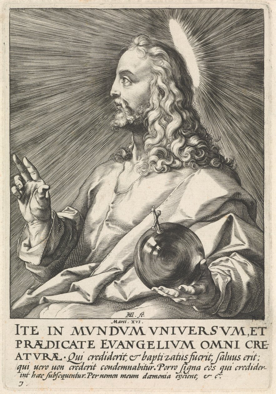Salvator Mundi, ca. 1589 door Hendrik Goltzius