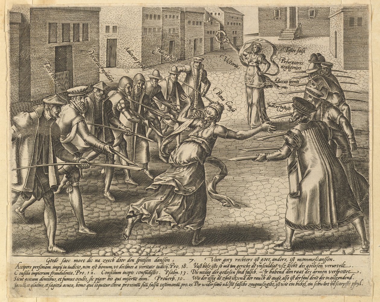 De misbruiken van de wet, Plaat 7 door Hendrik Goltzius
