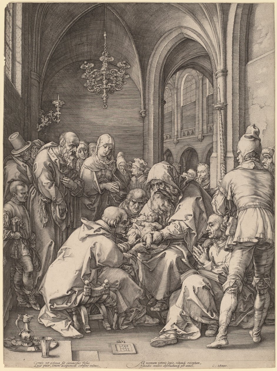De besnijdenis door Hendrik Goltzius in the style of Albrecht Dürer
