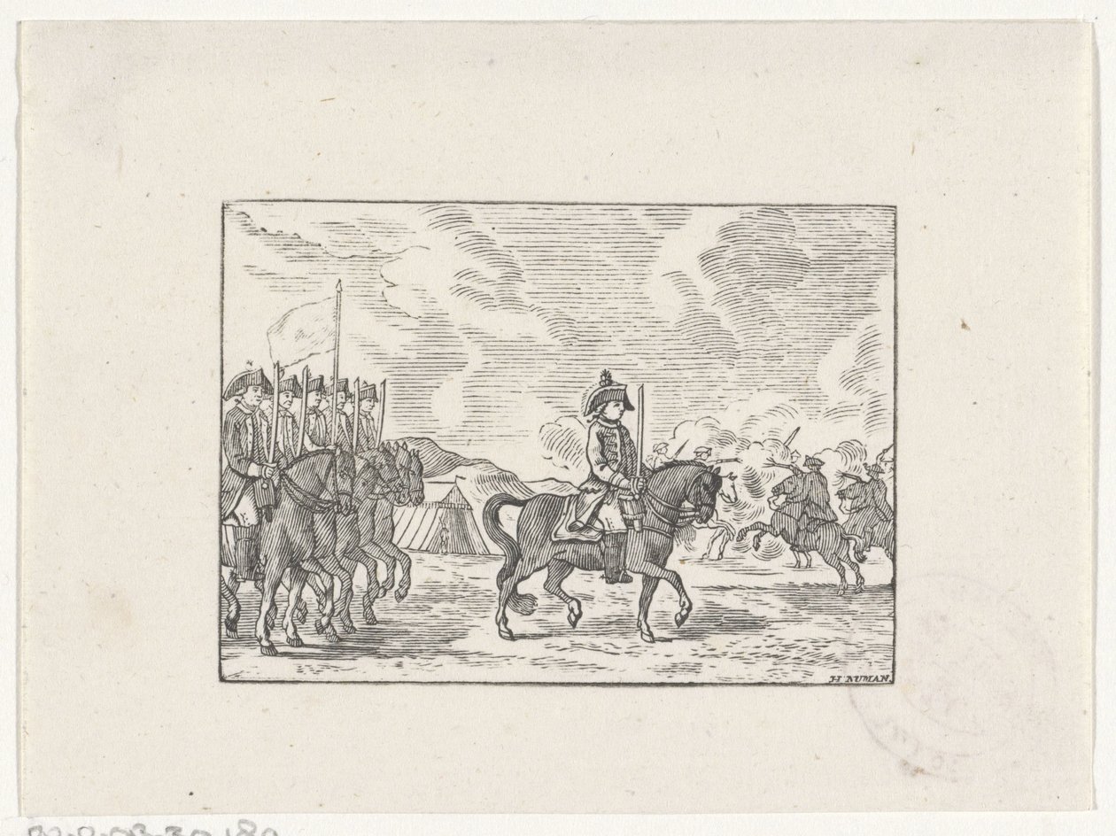 Cavalerie in een veldslag door Hendrik Numan