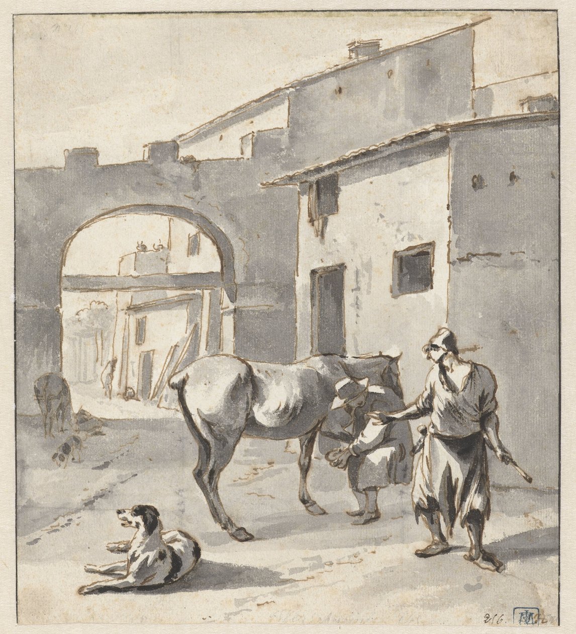 Hoefsmid in een Italiaanse stad door Hendrik Verschuring