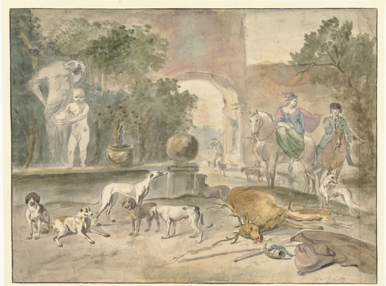 Jachttafereel door Hendrik Verschuring