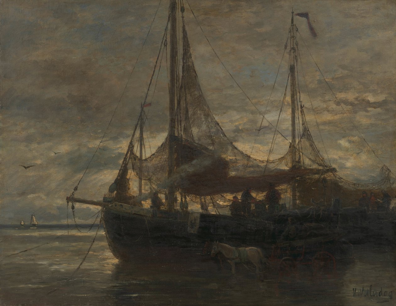 Dutch: Avond Evening door Hendrik Willem Mesdag