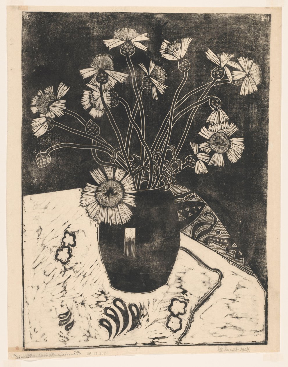 Bloemen in een vaas door Henk Henriët (signed by artist)