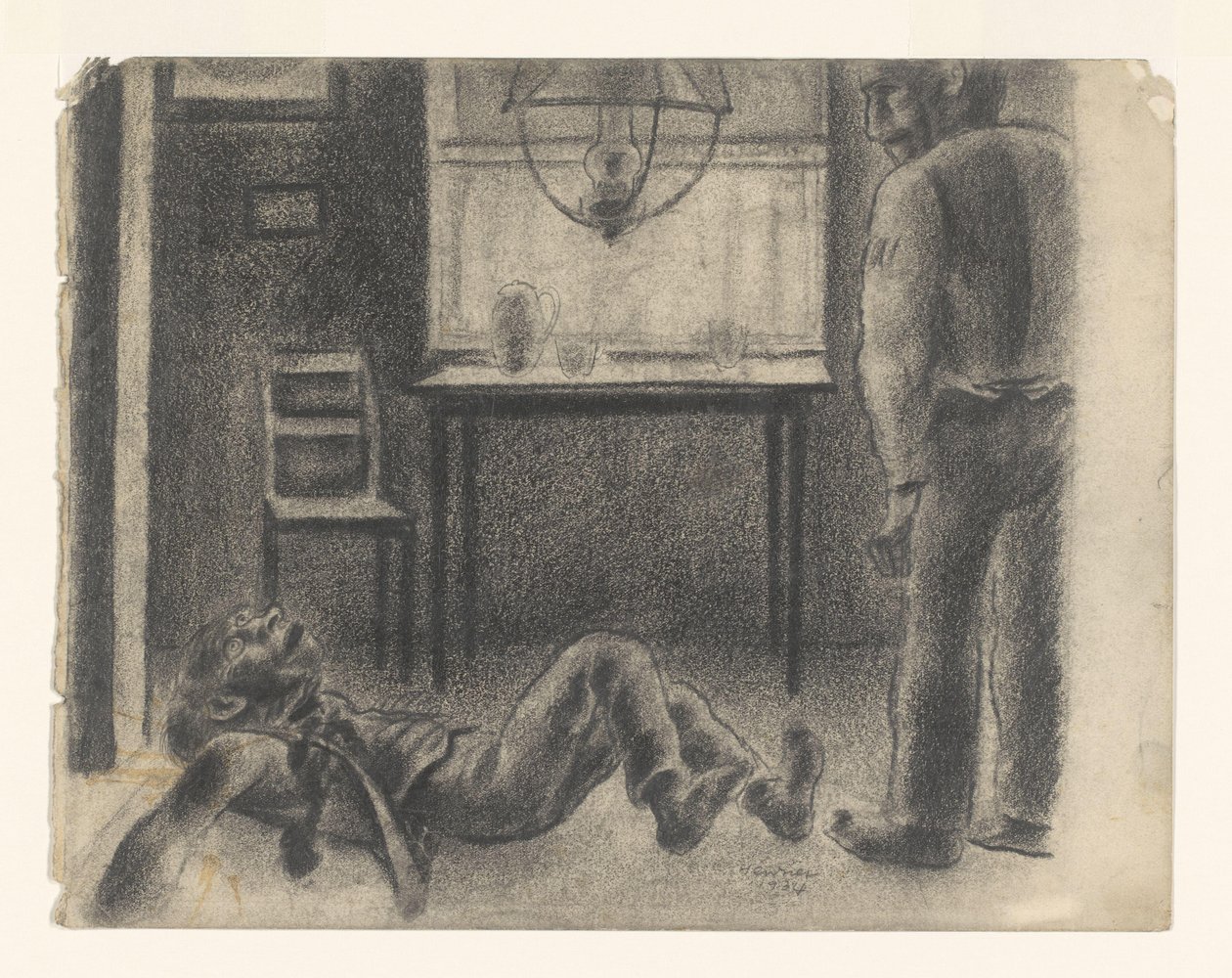Interieurscène door Henk Henriët (signed by artist)