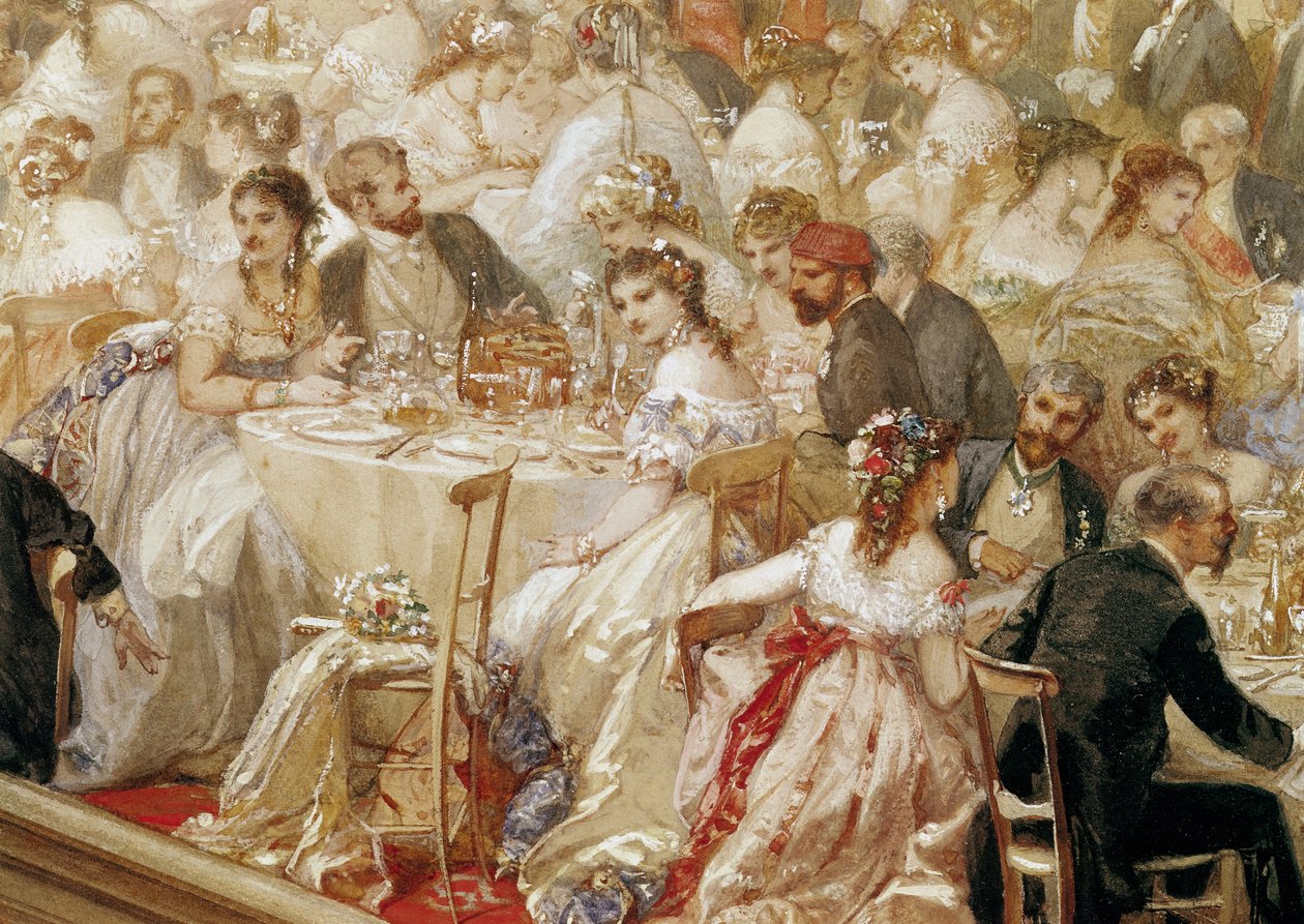 Diner in de Tuilerieën (detail) door Henri Baron