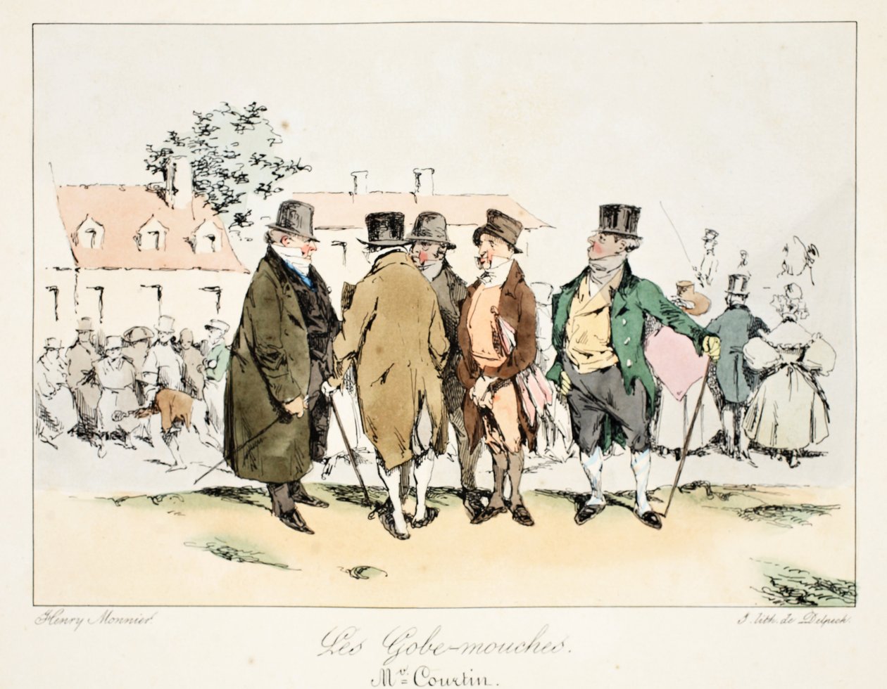 Les Gobe-mouches, ca. 1828 door Henri Bonaventure Monnier