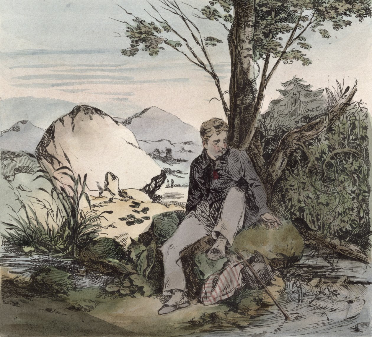 De ballingschap, illustratie bij een gedicht van Pierre Jean de Beranger (1780-c.1857) gegraveerd door Bernard door Henri Bonaventure Monnier