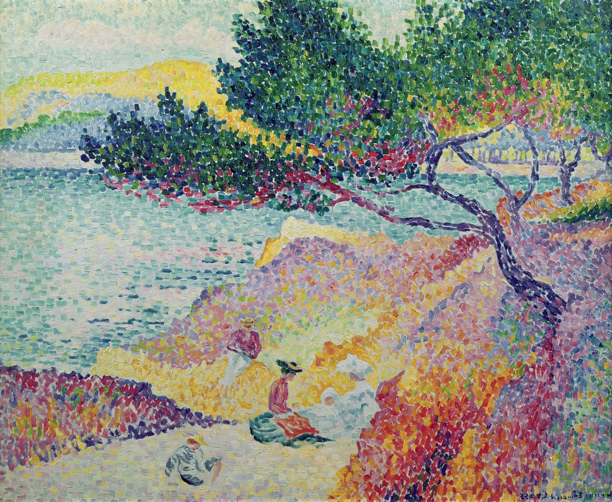 Het strand van Saint-Clair, 1906-07 door Henri Edmond Cross