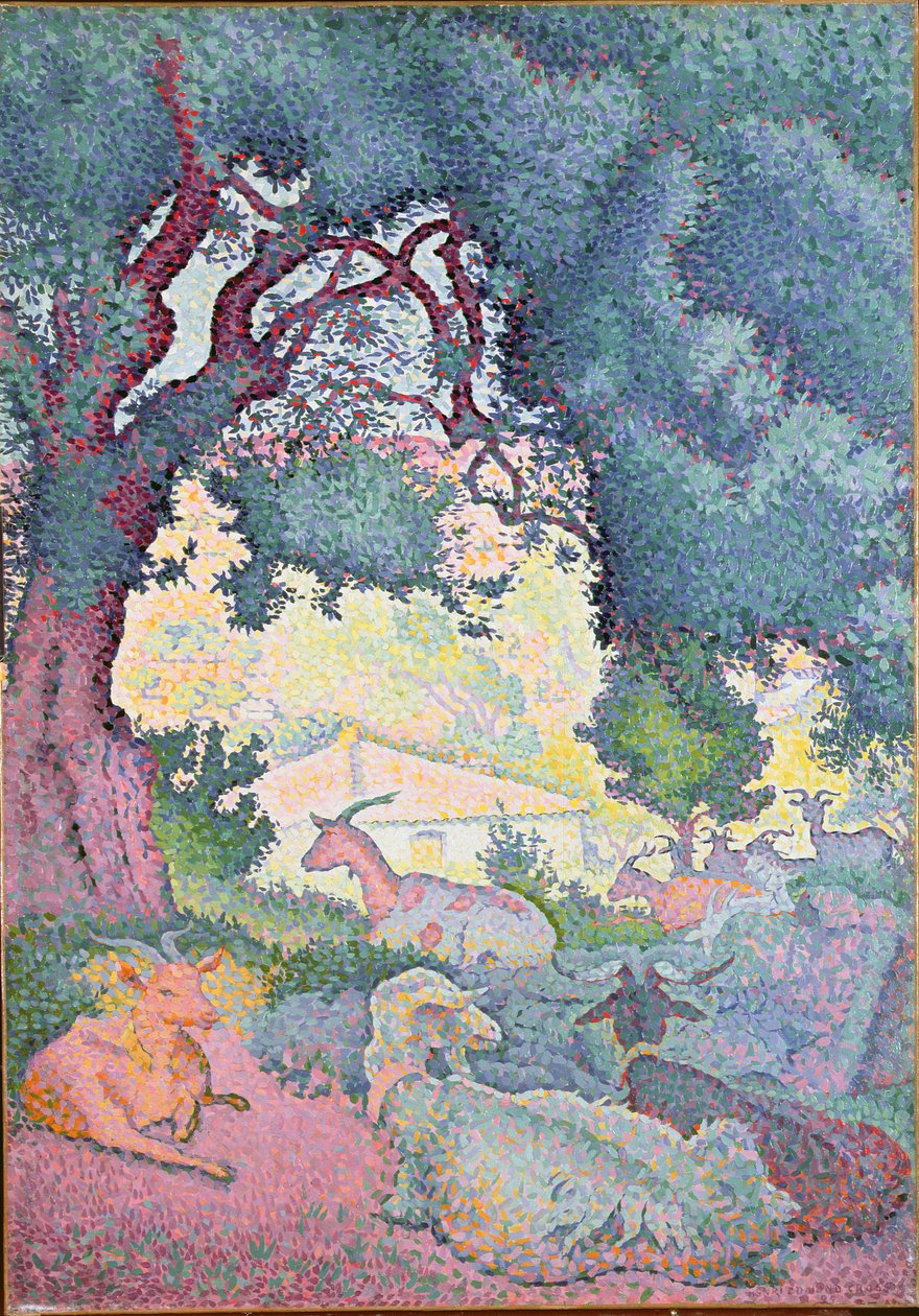Landschap met geiten, 1895 door Henri Edmond Cross