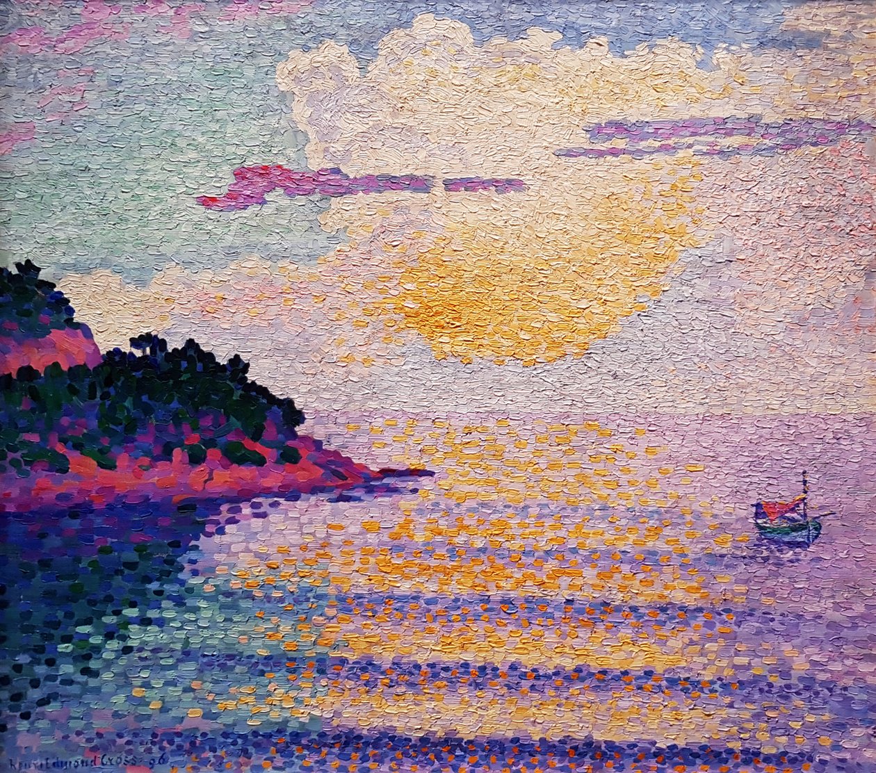Zonsondergang boven de zee door Henri Edmond Cross