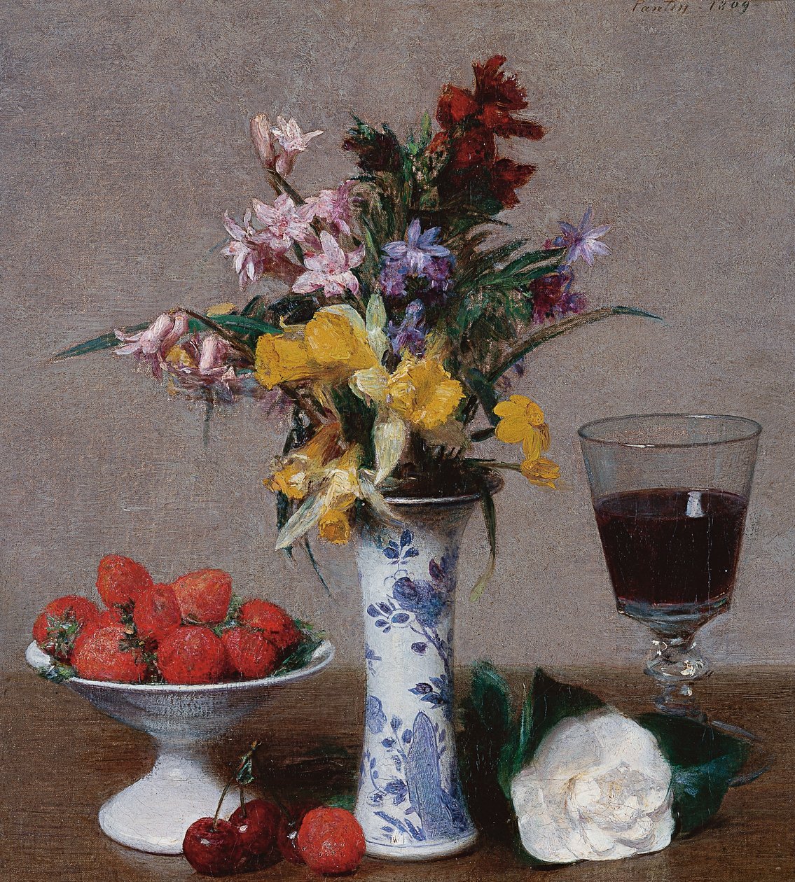 Het Verlovingsboeket door Ignace Henri Jean Fantin Latour