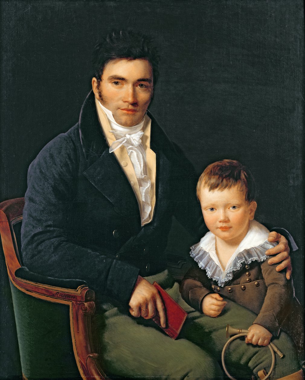 Portret van een lid van de Barbet-familie met zijn zoon door Henri Francois Riesener