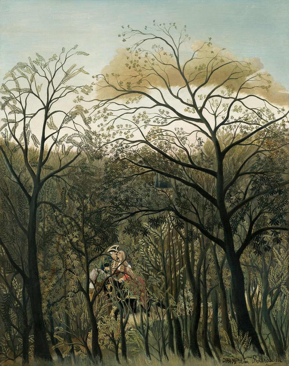 Ontmoeting in het bos, 1889 door Henri Rousseau