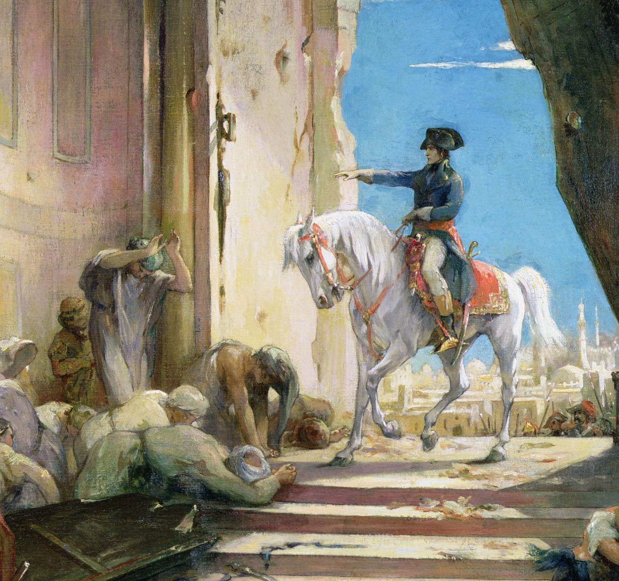 Napoleon Bonaparte (1769-1821) in de Grote Moskee in Caïro (detail) door Henri Leopold Levy