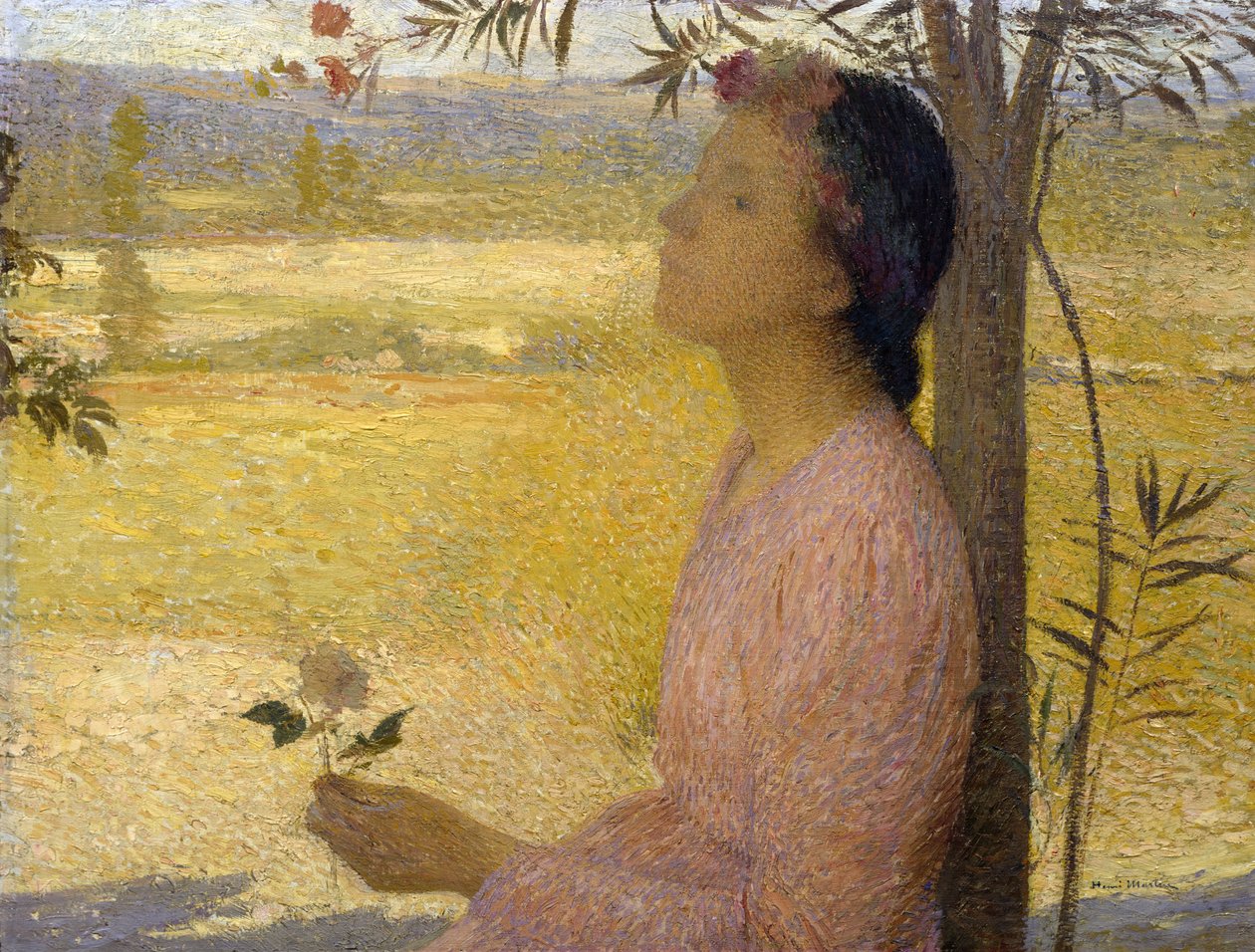 Jonge Vrouw met een Roos door Henri Martin