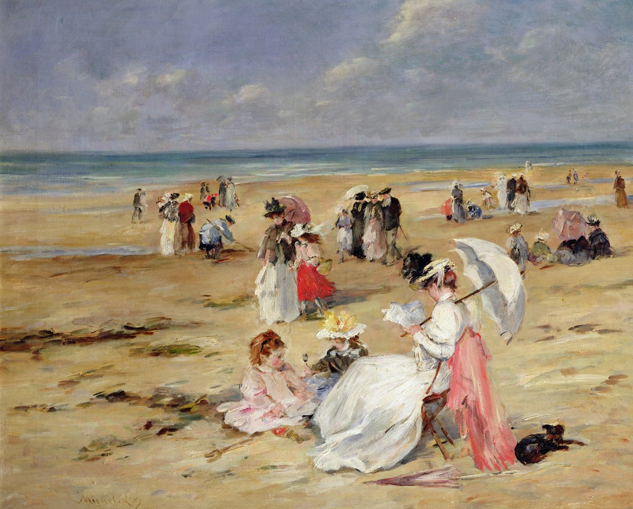 Strand bij Courseulles door Henri Michel Levy