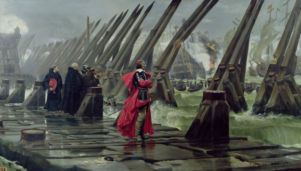 Richelieu (1585-1642) op de zeewering bij La Rochelle, 1881 door Henri Paul Motte