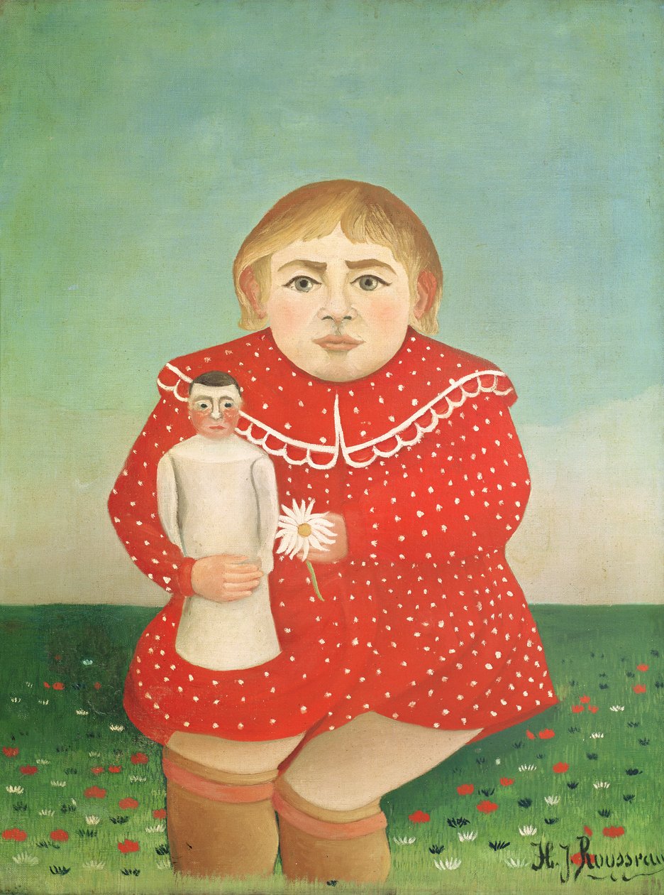 Het meisje met een pop, c.1892 of c.1904-05 door Henri Rousseau