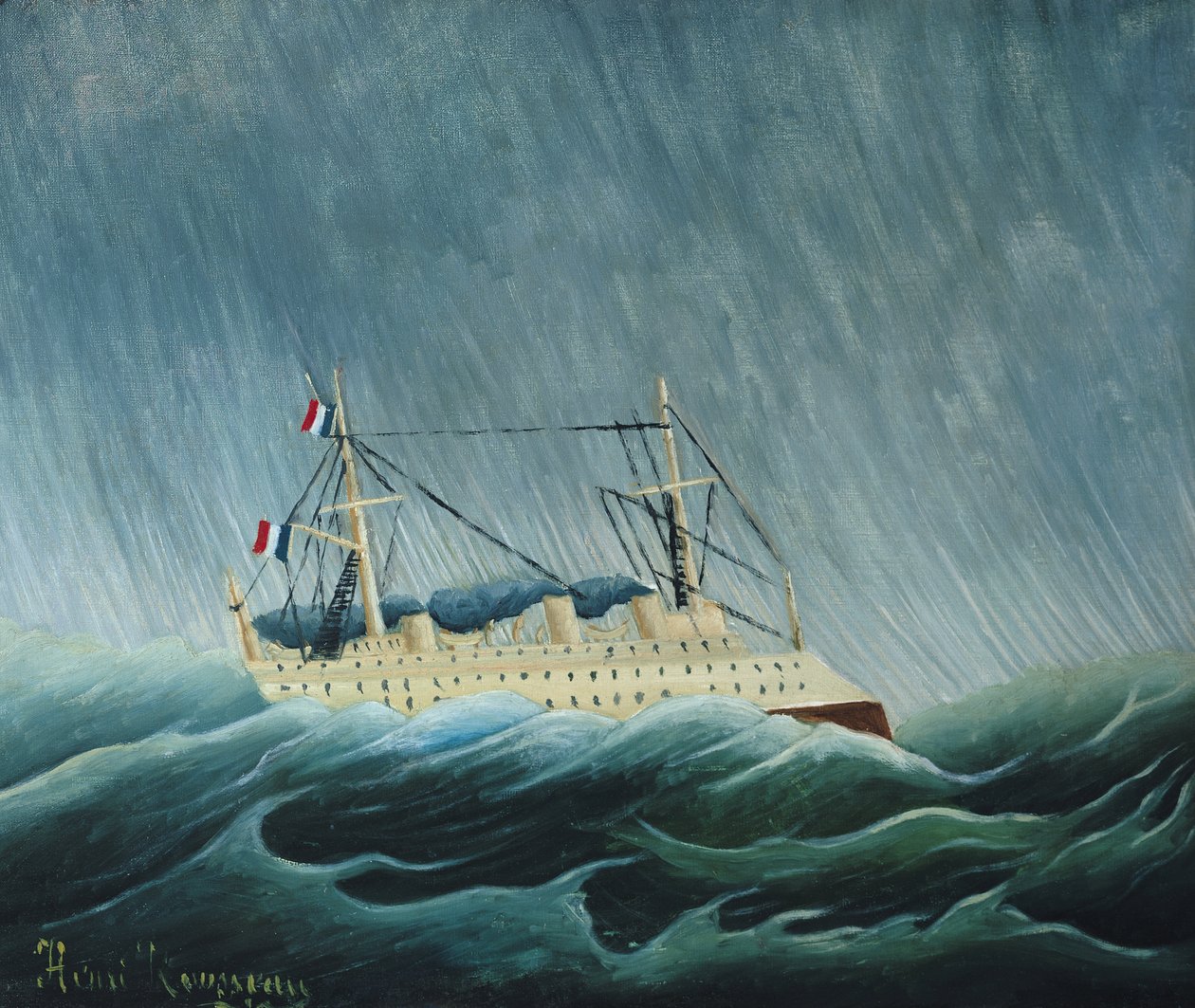 Het door de storm geteisterde schip, ca. 1899 door Henri Rousseau