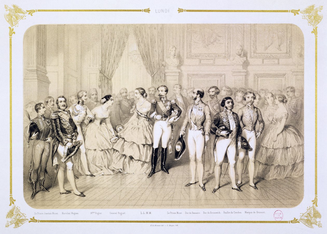 Hofreceptie in de Tuilerieën, Parijs, 1854 door Henri de Montaut