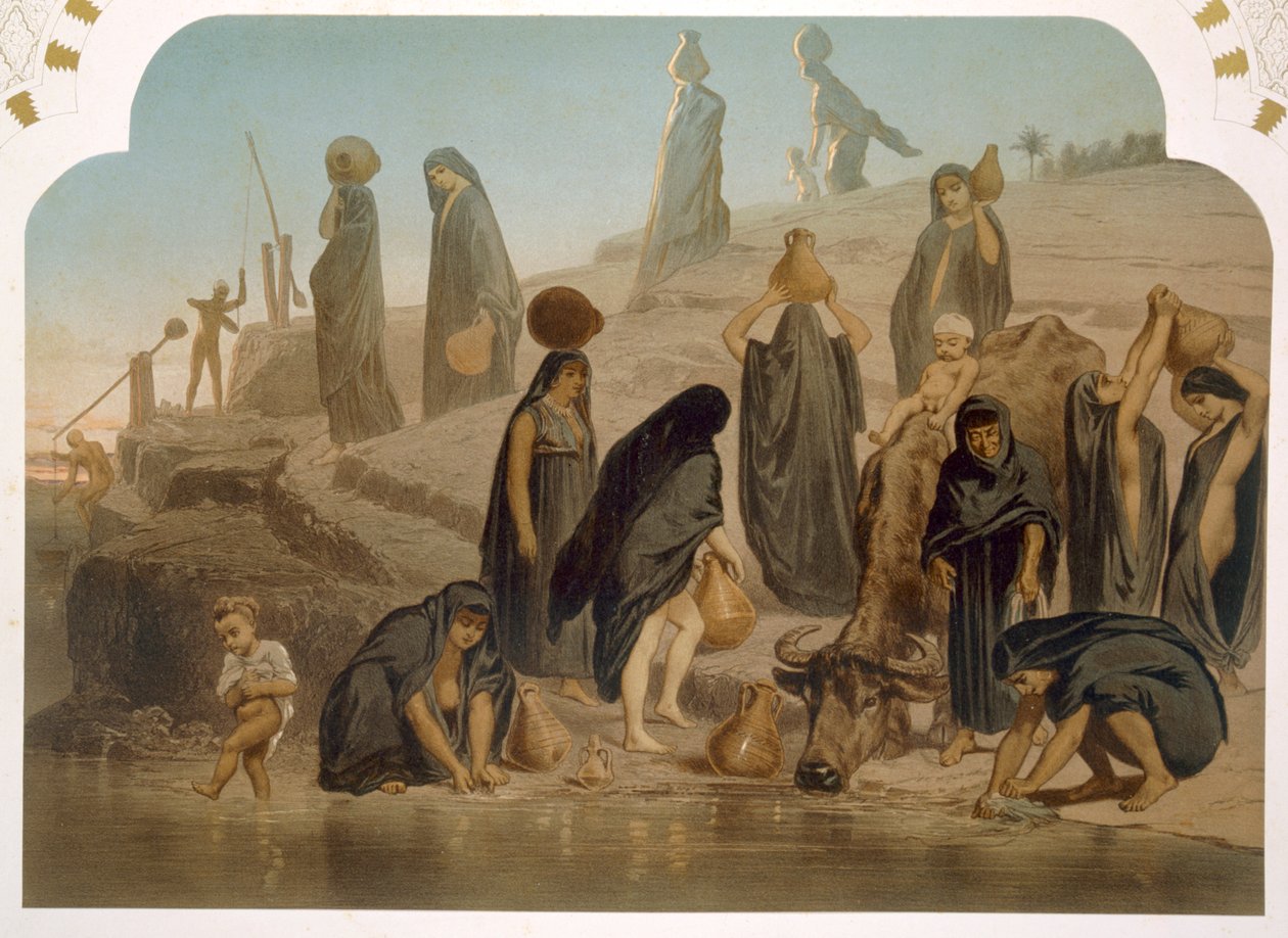 Vrouwen die water halen uit de Nijl, 1860 door Henri de Montaut