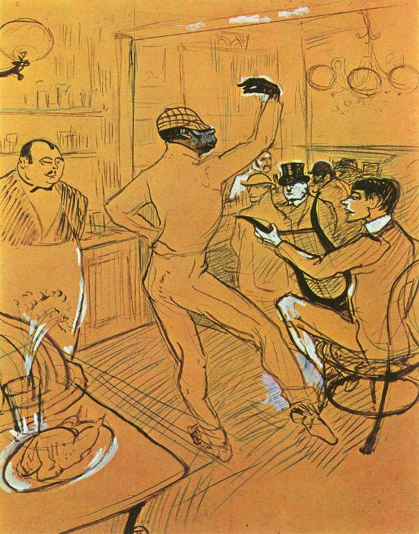 Dansen in de bar door Henri de Toulouse Lautrec