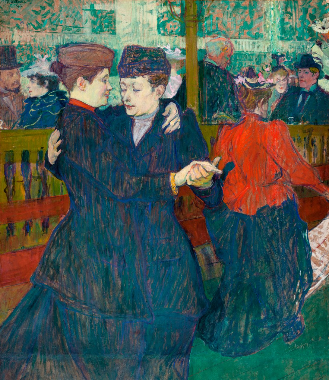 In Moulin Rouge, Twee dansende vrouwen door Henri de Toulouse Lautrec