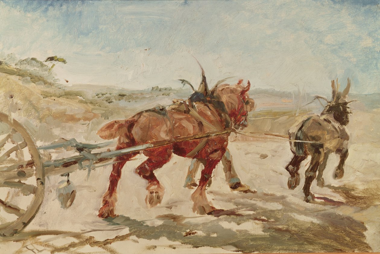 Team van paarden in harnas door Henri de Toulouse Lautrec
