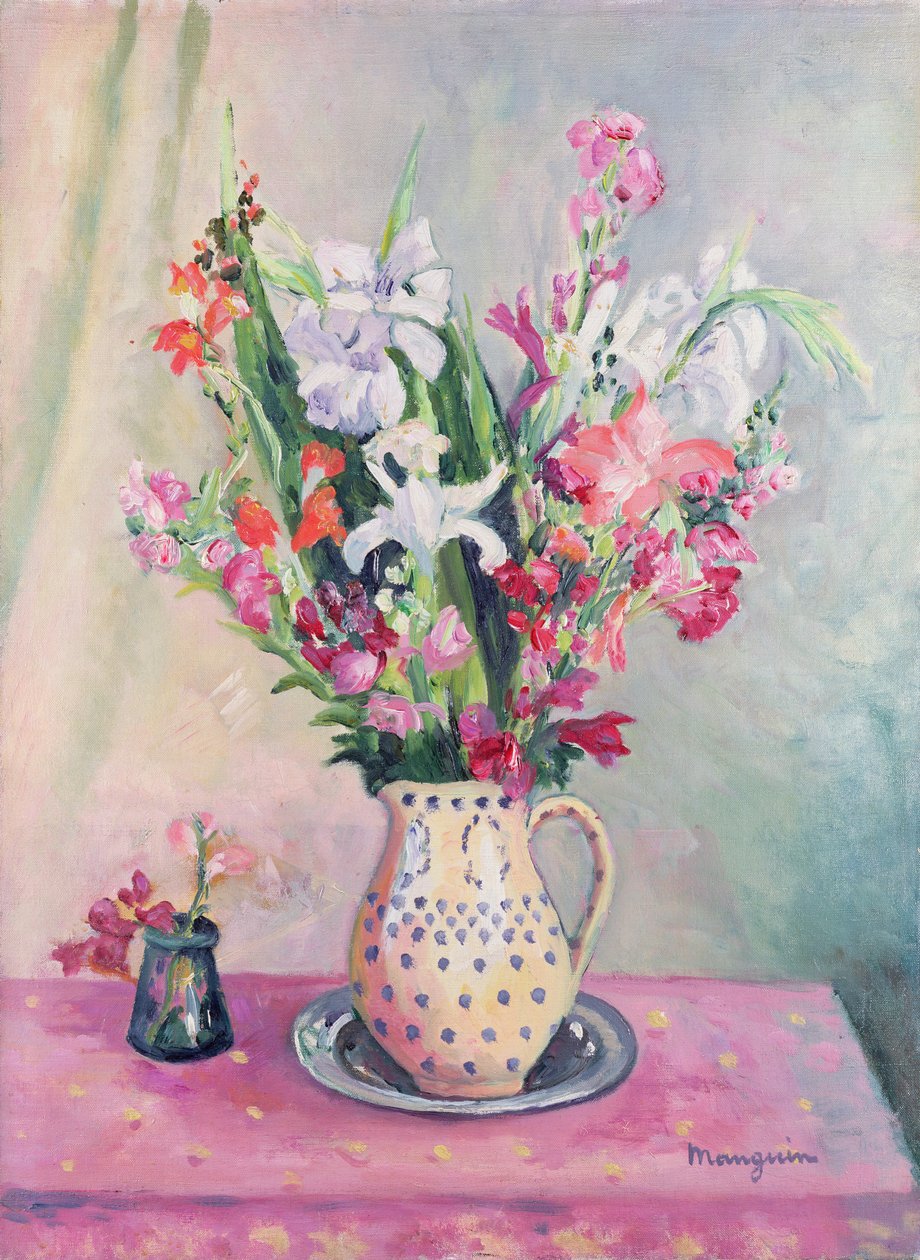 Gladiolen in een vaas door Henri Charles Manguin