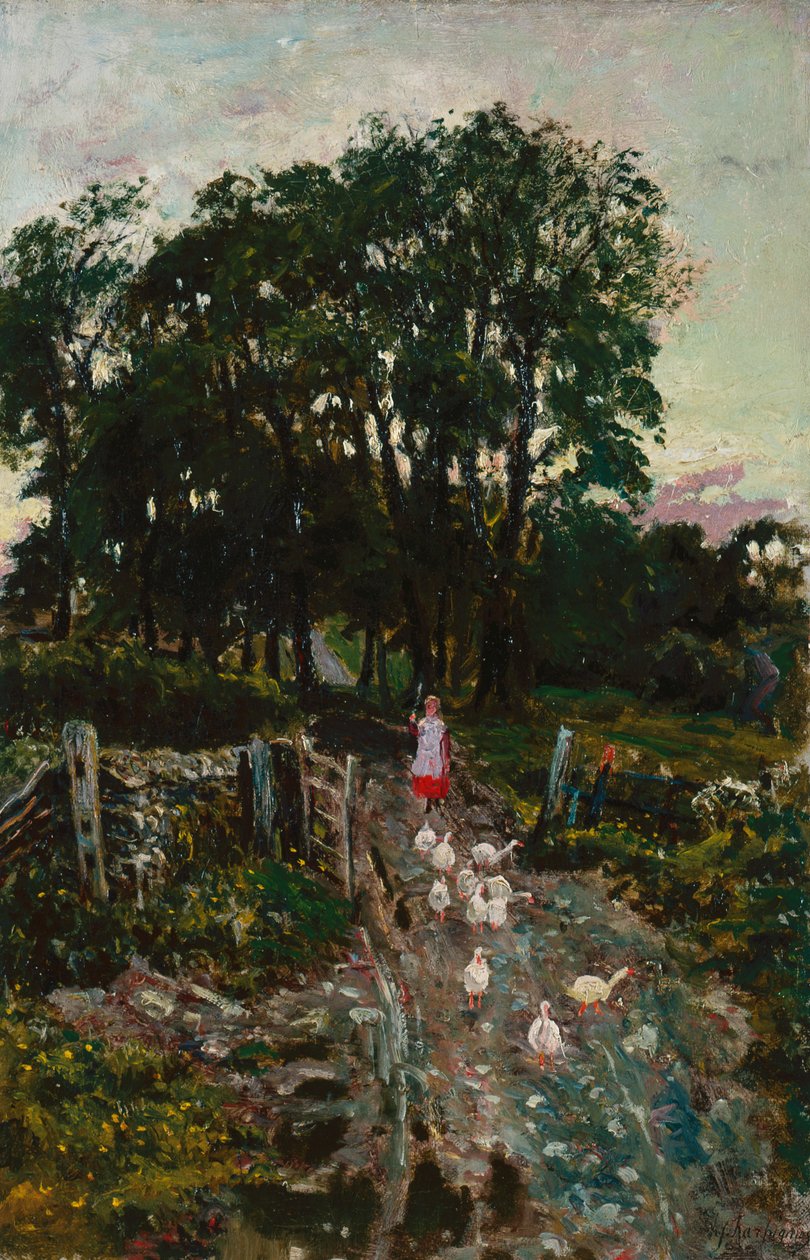 Meisje met Eenden door Henri Joseph Harpignies