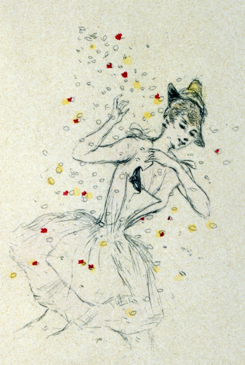 Een vrouw met confetti door Henri Boutet